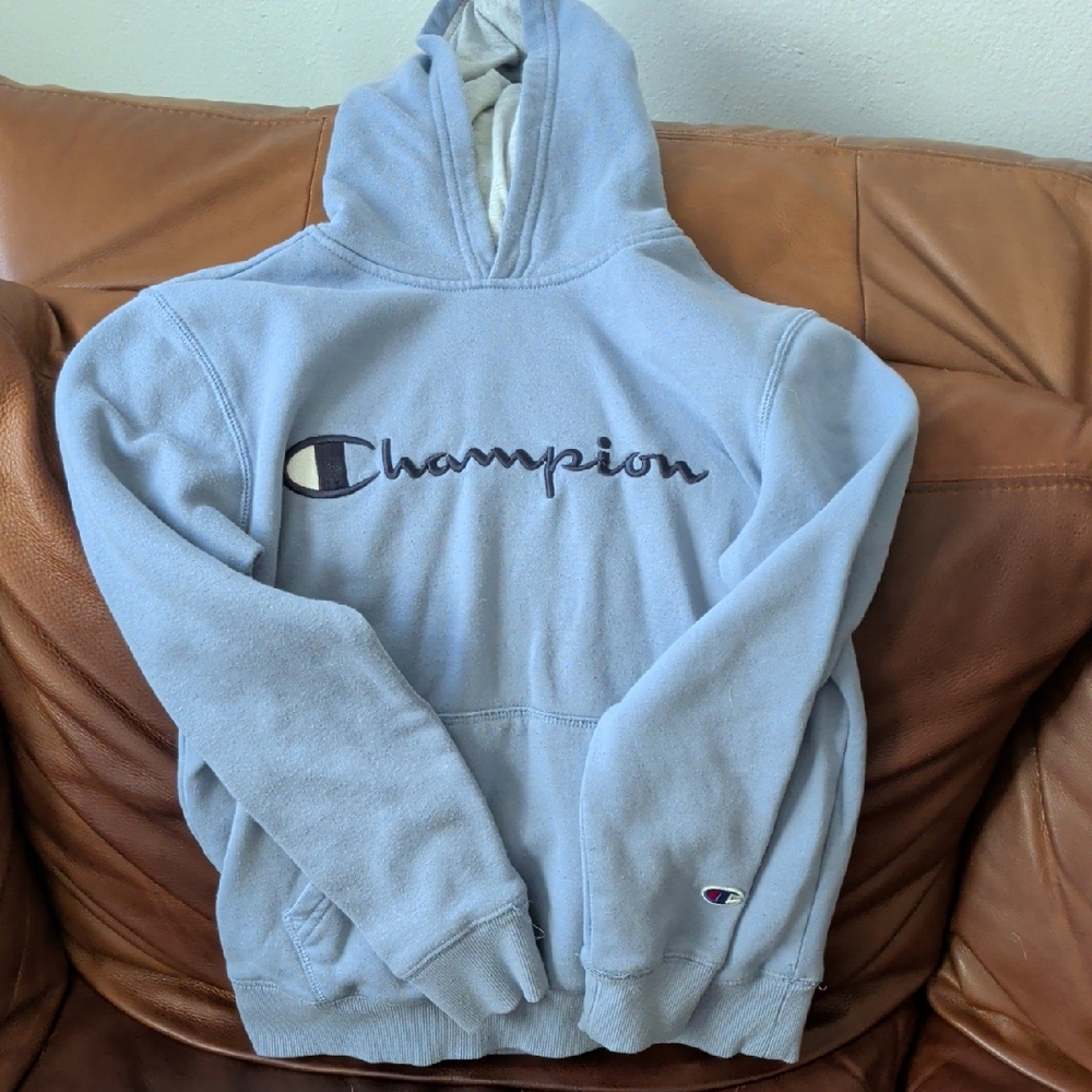 Champion Sky Blue Pullover Hoodie Boys Medium Approx Size 14